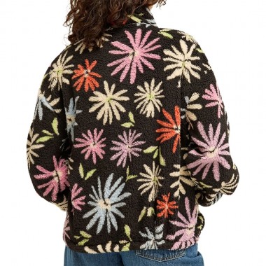 BILLABONG TIME OFF W HALF ZIP SHERPA PULLOVER BLACK PEBBLE