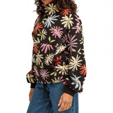 BILLABONG TIME OFF W HALF ZIP SHERPA PULLOVER BLACK PEBBLE