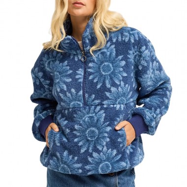 BILLABONG TIME OFF W HALF ZIP SHERPA PULLOVER TRUE NAVY