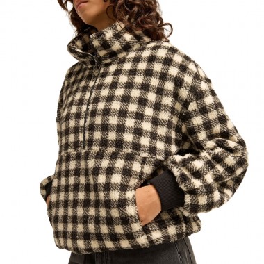 BILLABONG TIME OFF W HALF ZIP SHERPA PULLOVER BLACK SANDS