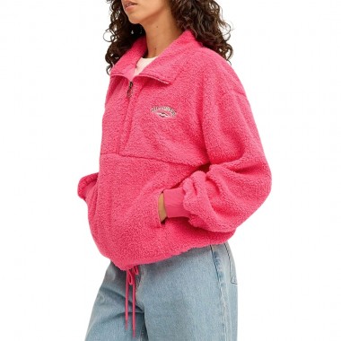 BILLABONG TIME OFF W HALF ZIP SHERPA PULLOVER PARADISE PINK