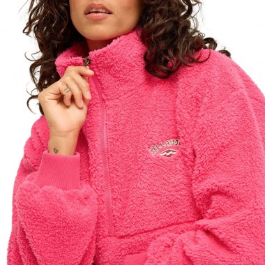 BILLABONG TIME OFF W HALF ZIP SHERPA PULLOVER PARADISE PINK