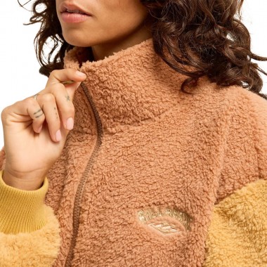 BILLABONG TIME OFF W HALF ZIP SHERPA PULLOVER CURRY