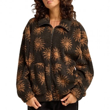 BILLABONG FIRST LIGHT W FULL ZIP SHERPA PULLOVER BLACK SANDS