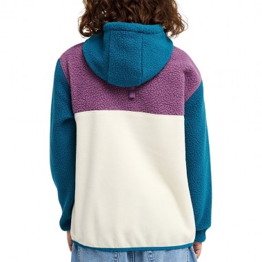QUIKSILVER OCEAN VIEW MIX K HALF ZIP SHERPA HOODIE BLUE CORAL