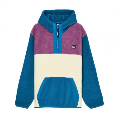 QUIKSILVER OCEAN VIEW MIX K HALF ZIP SHERPA HOODIE BLUE CORAL