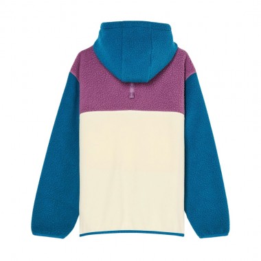 QUIKSILVER OCEAN VIEW MIX K HALF ZIP SHERPA HOODIE BLUE CORAL
