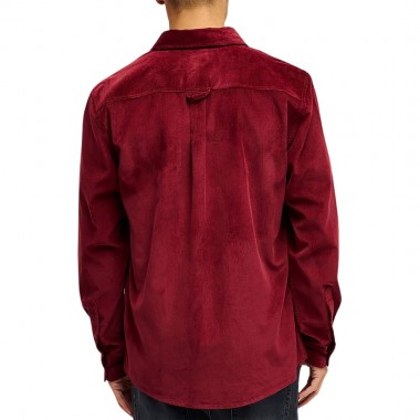 QUIKSILVER SMOKE TRAIL CORDUROY LS SHIRT OXBLOOD RED