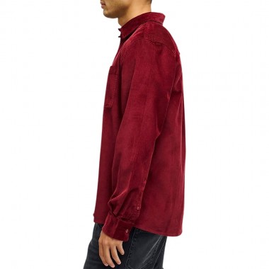 QUIKSILVER SMOKE TRAIL CORDUROY LS SHIRT OXBLOOD RED