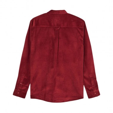 QUIKSILVER SMOKE TRAIL CORDUROY LS SHIRT OXBLOOD RED