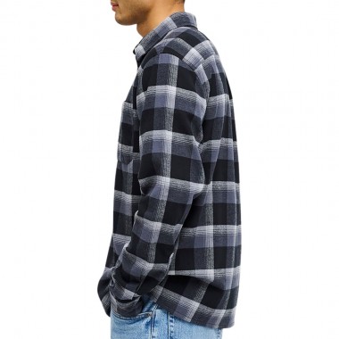 QUIKSILVER MOTHERFLY PLAID LS SHIRT BLACK BLACK