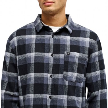 QUIKSILVER MOTHERFLY PLAID LS SHIRT BLACK BLACK