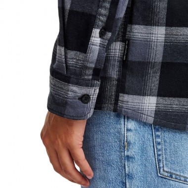 QUIKSILVER MOTHERFLY PLAID LS SHIRT BLACK BLACK
