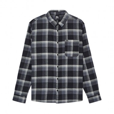 QUIKSILVER MOTHERFLY PLAID LS SHIRT BLACK BLACK