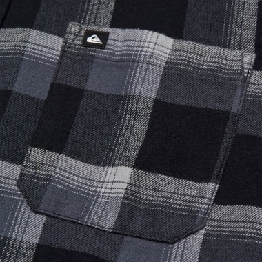 QUIKSILVER MOTHERFLY PLAID LS SHIRT BLACK BLACK