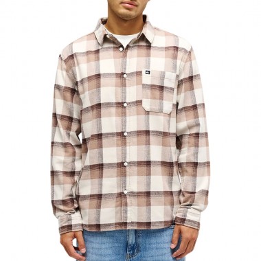 QUIKSILVER MOTHERFLY PLAID LS SHIRT PINE BARK LOMOND CHECK