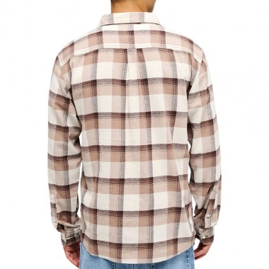 QUIKSILVER MOTHERFLY PLAID LS SHIRT PINE BARK LOMOND CHECK