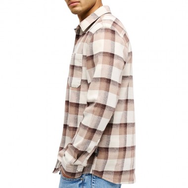 QUIKSILVER MOTHERFLY PLAID LS SHIRT PINE BARK LOMOND CHECK