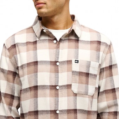 QUIKSILVER MOTHERFLY PLAID LS SHIRT PINE BARK LOMOND CHECK