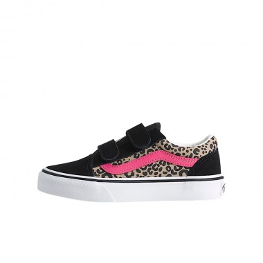 VANS OLD SKOOL V LEOPARD POP K SHOES PINK VELVET/BLACK