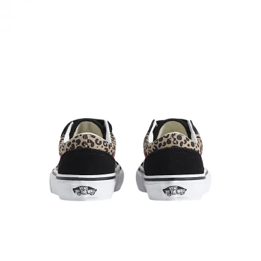 VANS OLD SKOOL V LEOPARD POP K SHOES PINK VELVET/BLACK