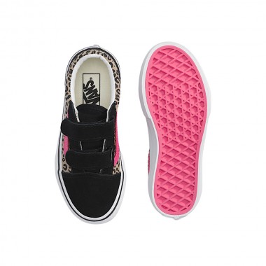 VANS OLD SKOOL V LEOPARD POP K SHOES PINK VELVET/BLACK