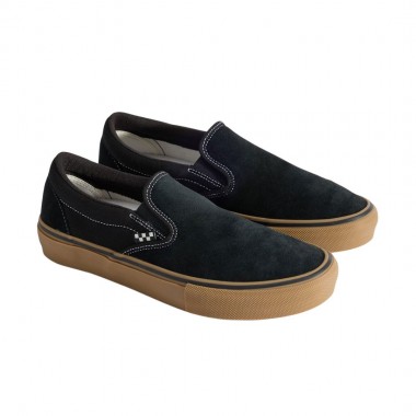 VANS SKATE SLIP-ON SHOES BLACK/GUM/WHITE