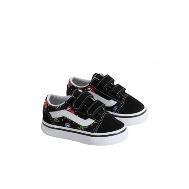 VANS OLD SKOOL V GLOW BONES TOD SHOES BLACK/TRUE WHITE