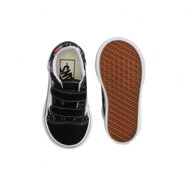 VANS OLD SKOOL V GLOW BONES TOD SHOES BLACK/TRUE WHITE