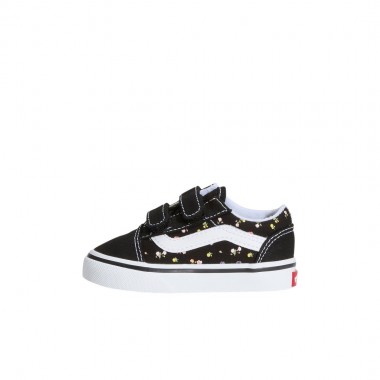 VANS OLD SKOOL V DITSY FLORAL TOD SHOES BLACK/SUNSET BLUSH