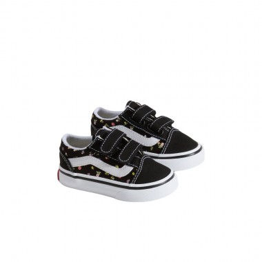 VANS OLD SKOOL V DITSY FLORAL TOD SHOES BLACK/SUNSET BLUSH