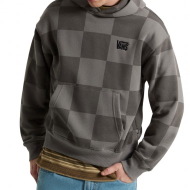 VANS TONAL CHECK STRETCH LOGO HOODIE PEWTER