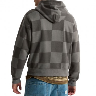 VANS TONAL CHECK STRETCH LOGO HOODIE PEWTER