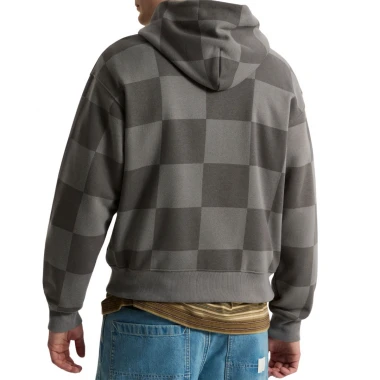 VANS TONAL CHECK STRETCH LOGO HOODIE PEWTER
