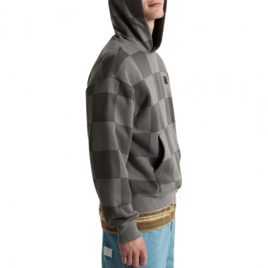 VANS TONAL CHECK STRETCH LOGO HOODIE PEWTER