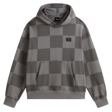 VANS TONAL CHECK STRETCH LOGO HOODIE PEWTER