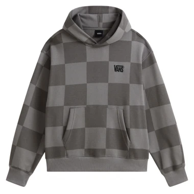 VANS TONAL CHECK STRETCH LOGO HOODIE PEWTER