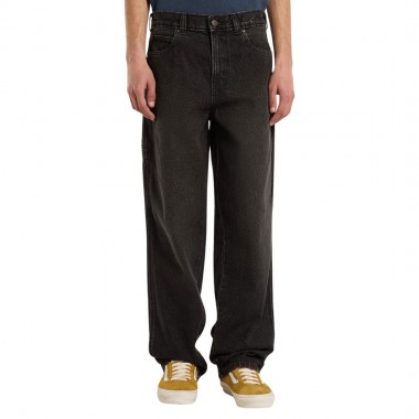 DICKIES 958 BAGGY TAPERED WORK JEANS BLACK WASH FADED