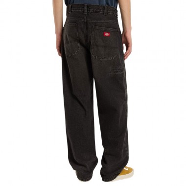 DICKIES 958 BAGGY TAPERED WORK JEANS BLACK WASH FADED