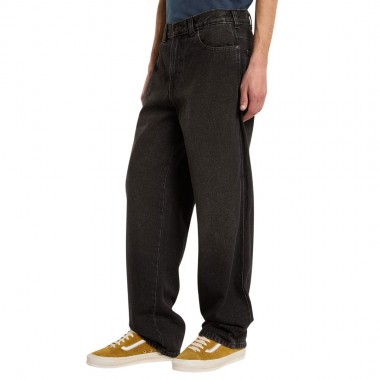 DICKIES 958 BAGGY TAPERED WORK JEANS BLACK WASH FADED