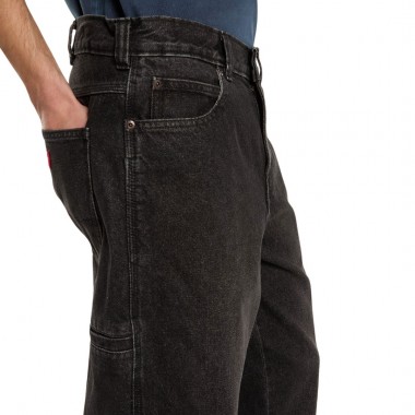 DICKIES 958 BAGGY TAPERED WORK JEANS BLACK WASH FADED