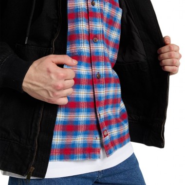 DICKIES HILHAM LINED DENIM HOODED BOMBER JACKET BLACK
