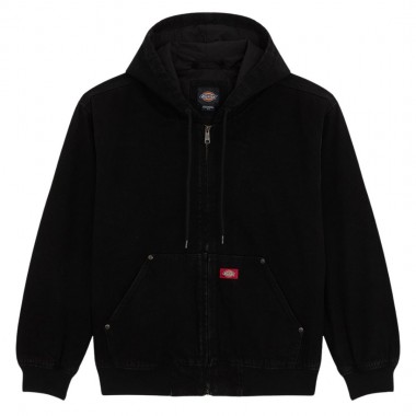 DICKIES HILHAM LINED DENIM HOODED BOMBER JACKET BLACK