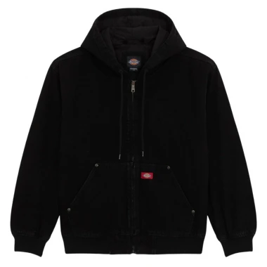 DICKIES HILHAM LINED DENIM HOODED BOMBER JACKET BLACK