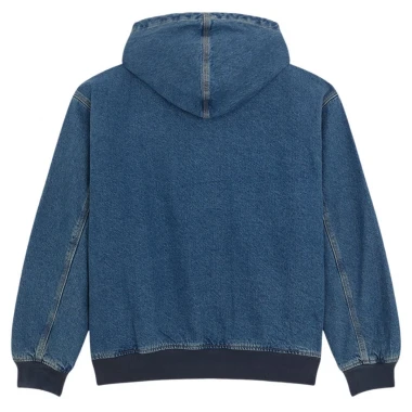 DICKIES HILHAM LINED DENIM HOODED BOMBER JACKET WASHED BLUE