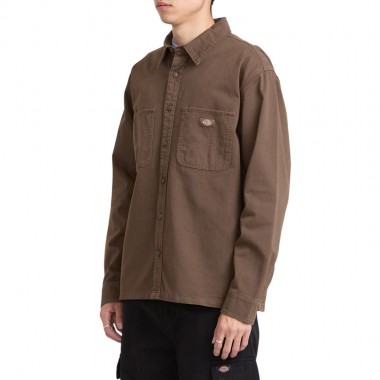 DICKIES 247 GARMENT DYED LS WORK SHIRT TIMBER BROWN