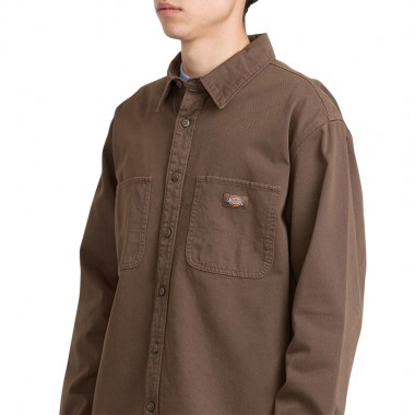 DICKIES 247 GARMENT DYED LS WORK SHIRT TIMBER BROWN