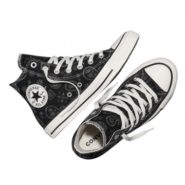 CONVERSE CHUCK TAYLOR ALL STAR PAISLEY POP W HI TOP SHOES BLK/DM