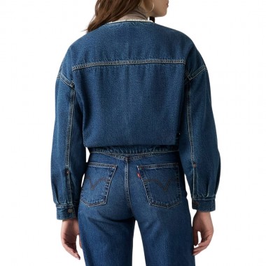 LEVI'S COLLARLESS CROP SHERPA W TRUCKER JACKET ROGUE RUMOR