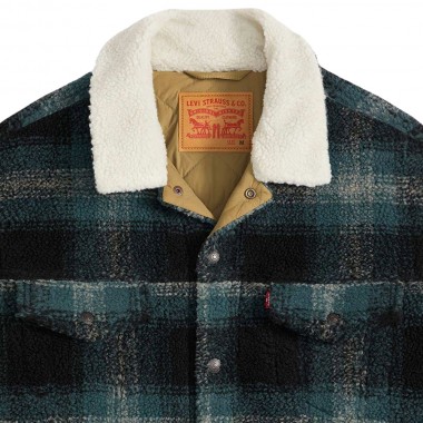 LEVI'S TYPE 3 EXT SHERPA TRUCKER JACKET MERLE-FROST GRAY PLAID